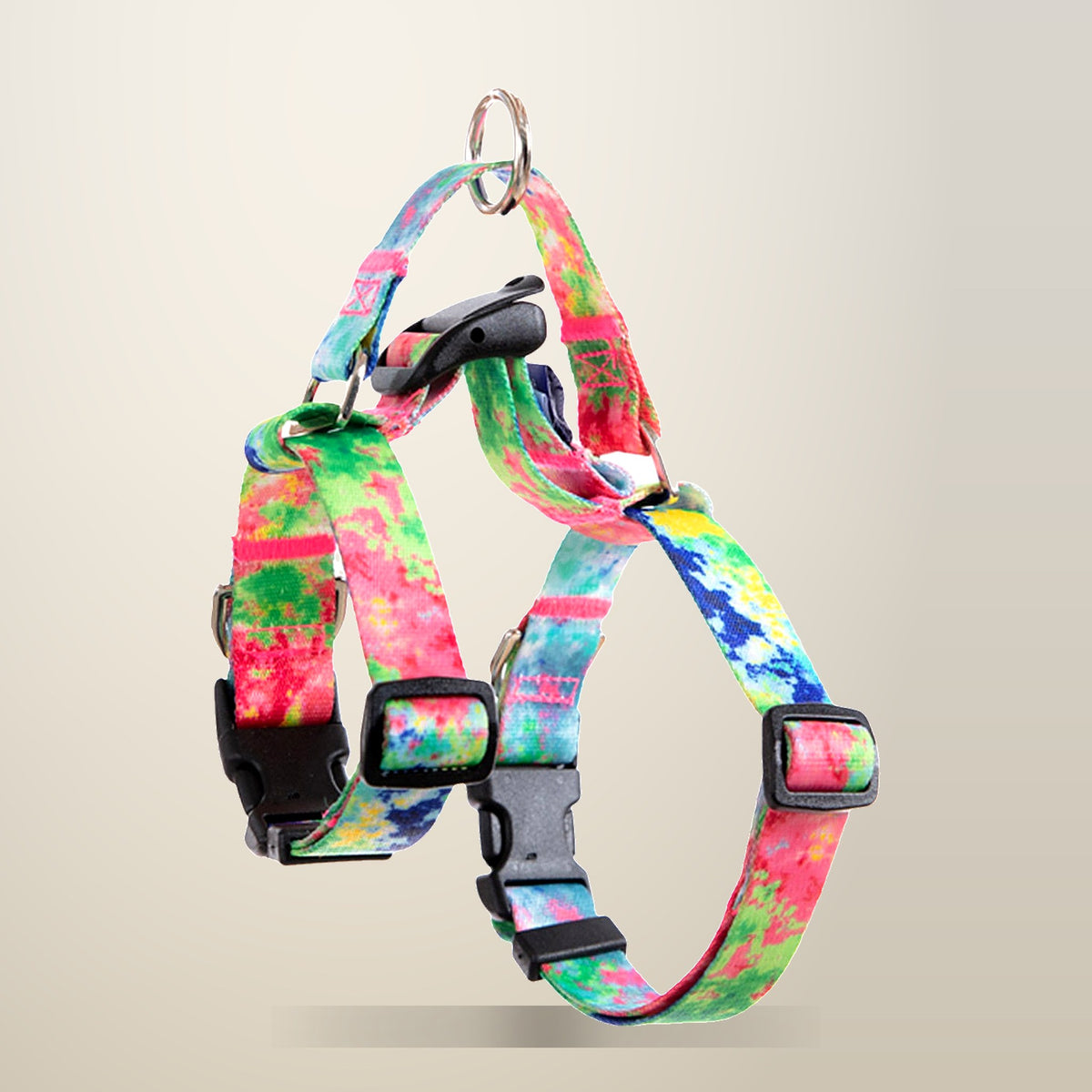 Banhamsisun Double Lined Dog Harness, Size M, Sweet Green, on a plain cream background