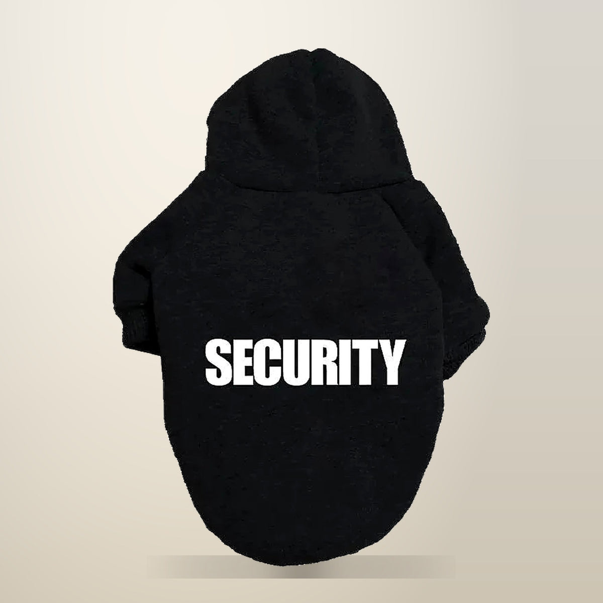 Dog Hoodie Winter Jumper, Black, M to 8XL, on a plain cream background