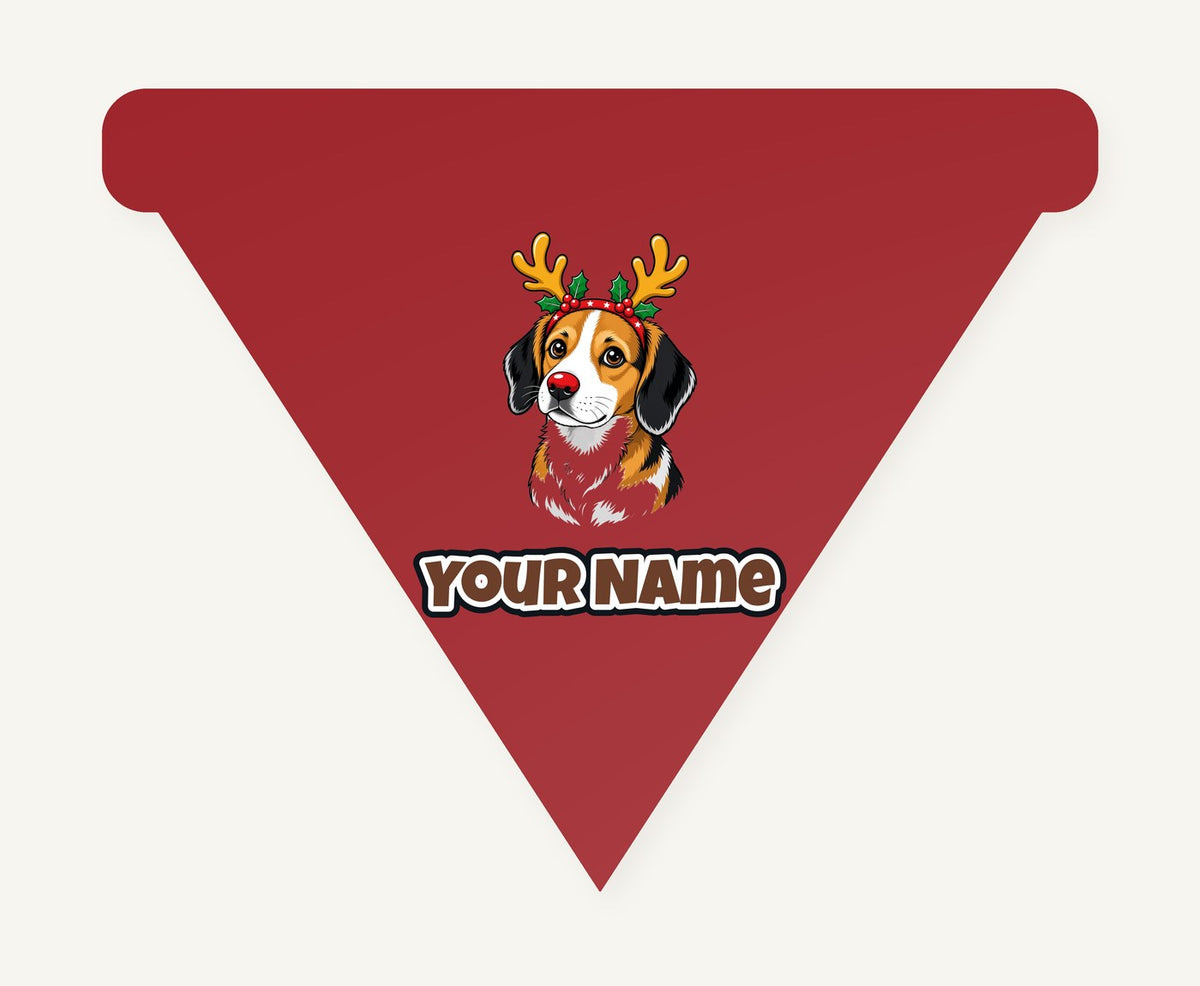 Dog in Reindeer Antlers Personalised Christmas Dog Bandana