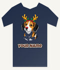 Dog in Reindeer Antlers Personalised Kids Tee and Baby Bodysuit