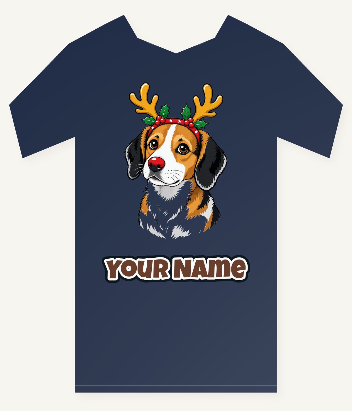 Dog in Reindeer Antlers Personalised Kids Tee and Baby Bodysuit