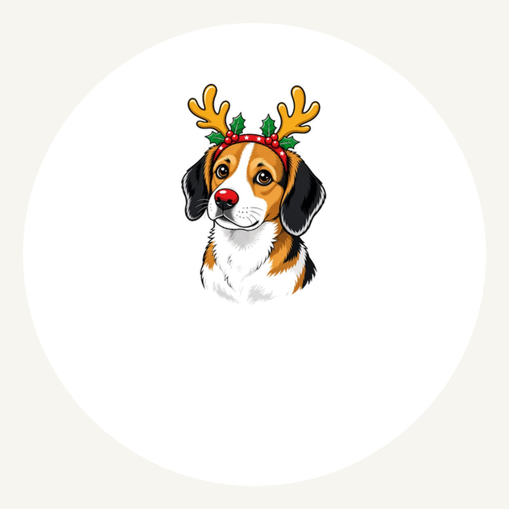 Dog in Reindeer Antlers Personalised Pewter Christmas Ornament