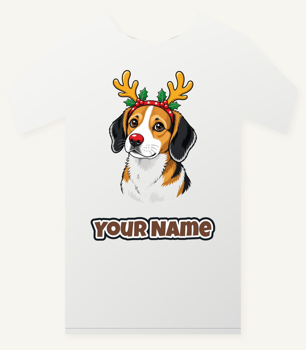 Dog in Reindeer Antlers Personalised Christmas T-Shirt and Hoodie