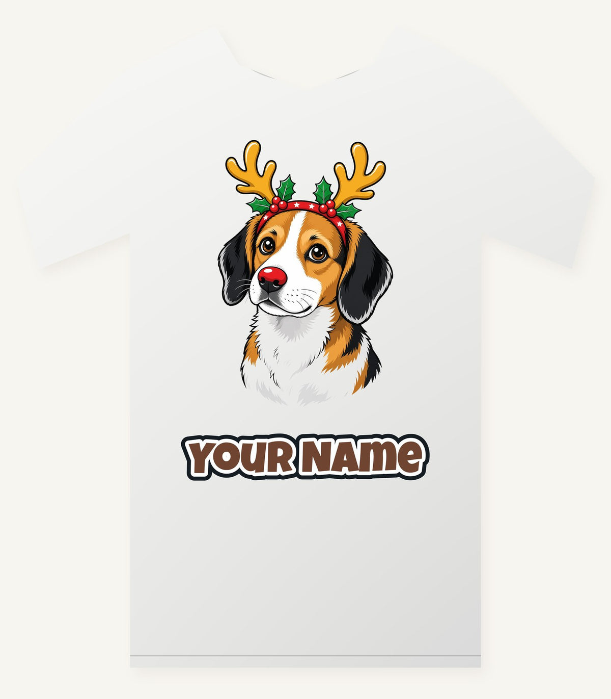 Dog in Reindeer Antlers Personalised Christmas T-Shirt and Hoodie