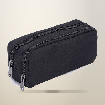 Double Layer Oxford Fabric Pencil Case, Black, 21 x 10 x 7 cm