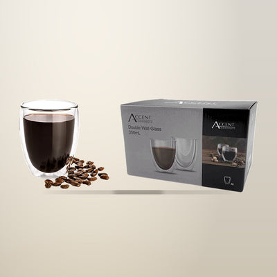 Double Wall Glass Coffee Mugs, 24 Pack, 350 ml