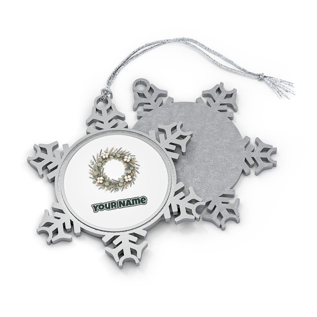 Dried Floral Wreath Personalised Pewter Christmas Ornament