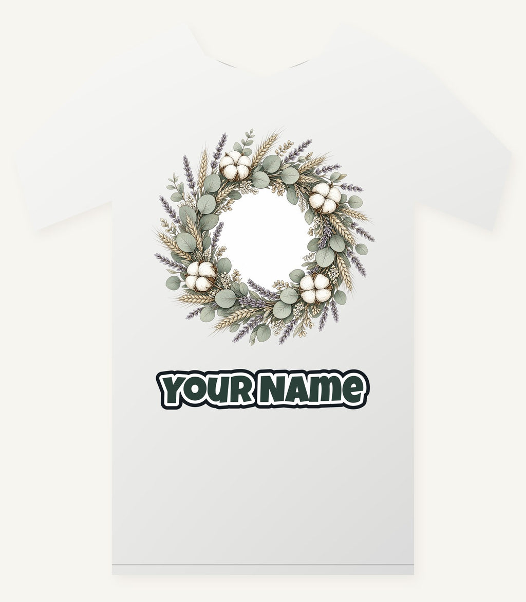 Dried Floral Wreath Personalised Christmas T-Shirt and Hoodie
