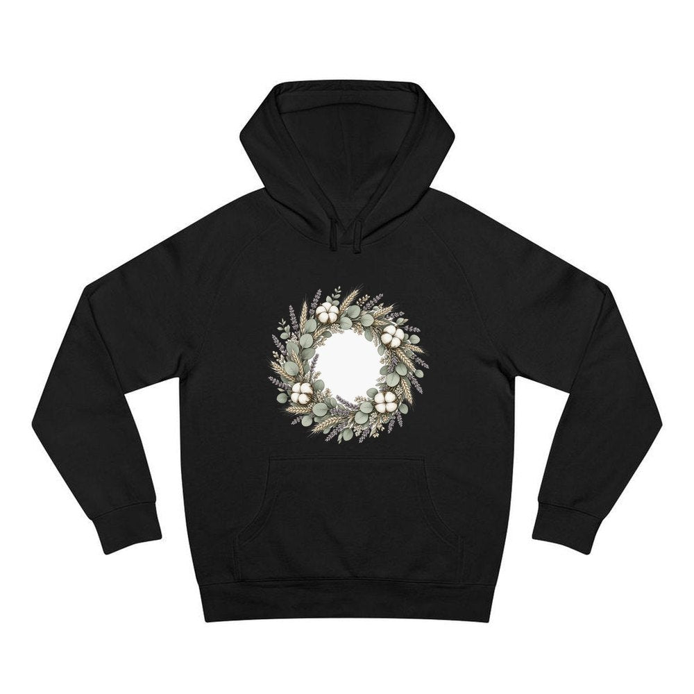 Dried Floral Wreath personalised Christmas hoodie in black