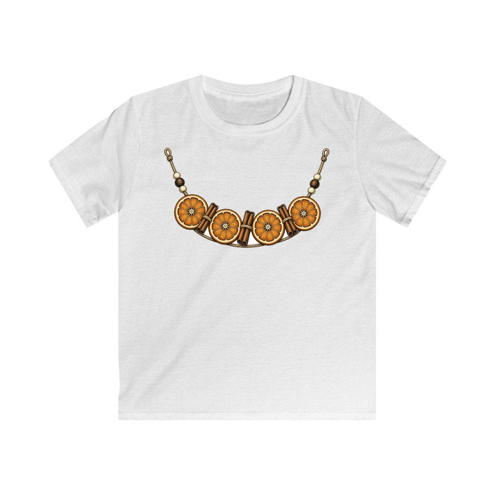 Dried Orange And Cinnamon Garland personalised kids Christmas tee in white