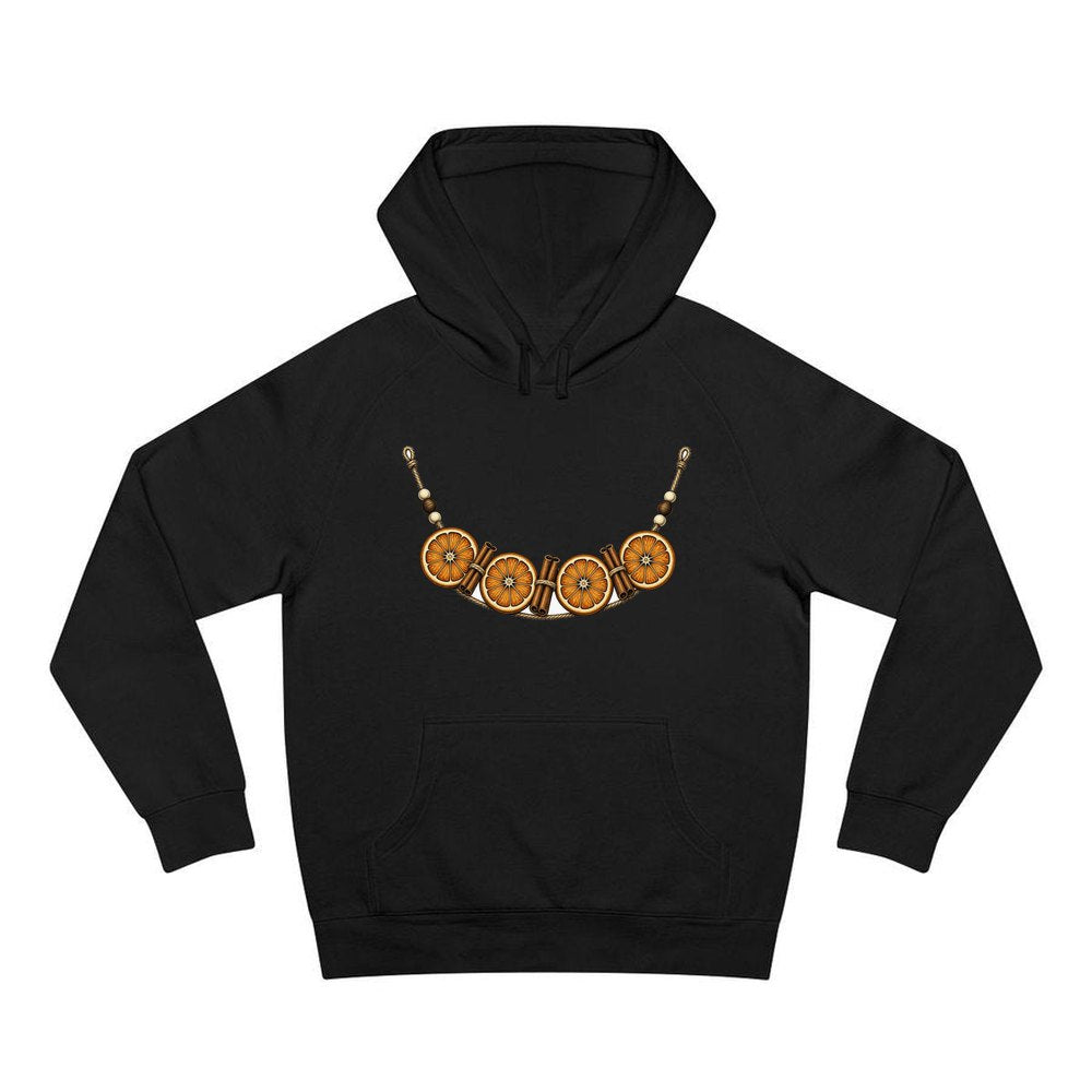 Dried Orange And Cinnamon Garland personalised Christmas hoodie in black