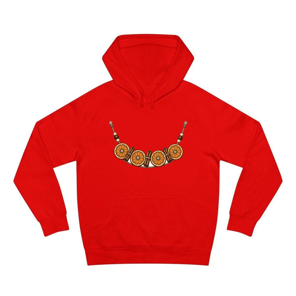 Dried Orange And Cinnamon Garland personalised Christmas hoodie in red