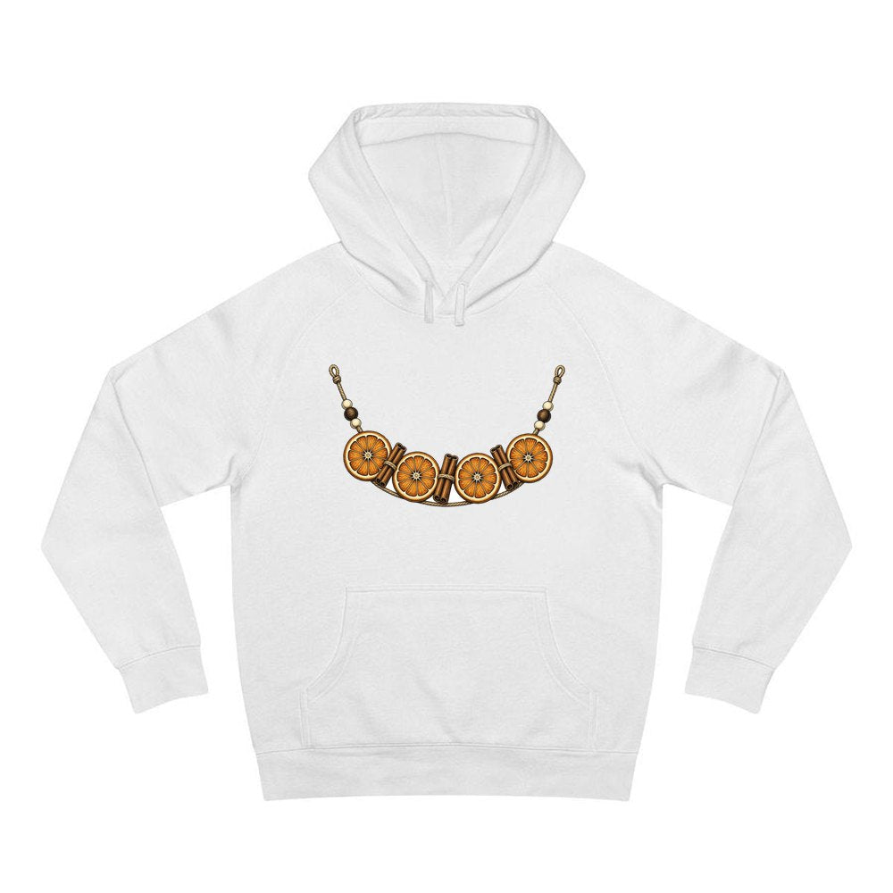 Dried Orange And Cinnamon Garland personalised Christmas hoodie in white