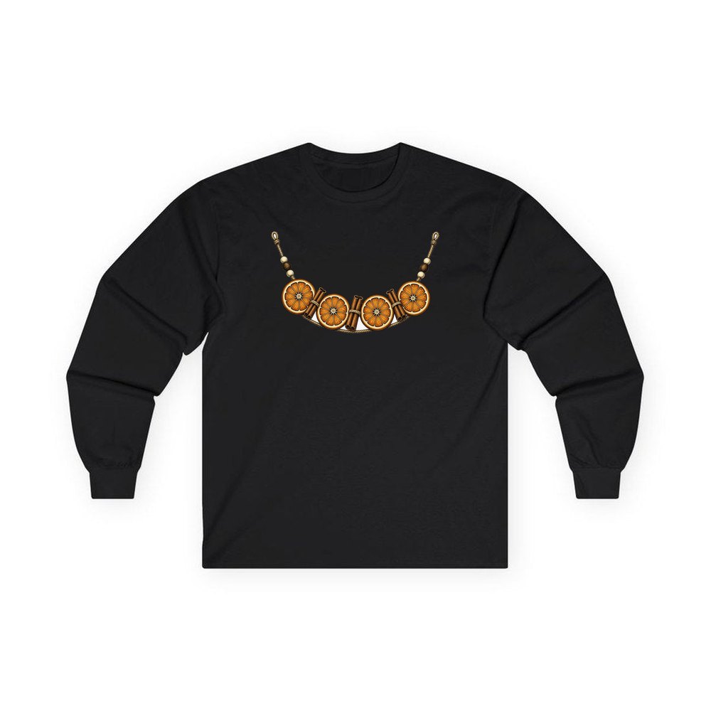 Dried Orange And Cinnamon Garland personalised long sleeve Christmas T-shirt in black