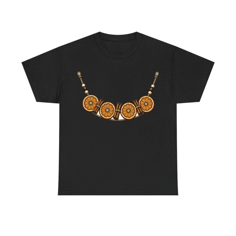 Dried Orange And Cinnamon Garland personalised Christmas T-shirt in black