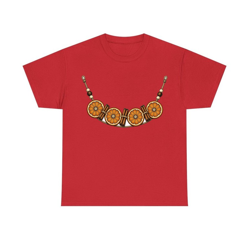 Dried Orange And Cinnamon Garland personalised Christmas T-shirt in red