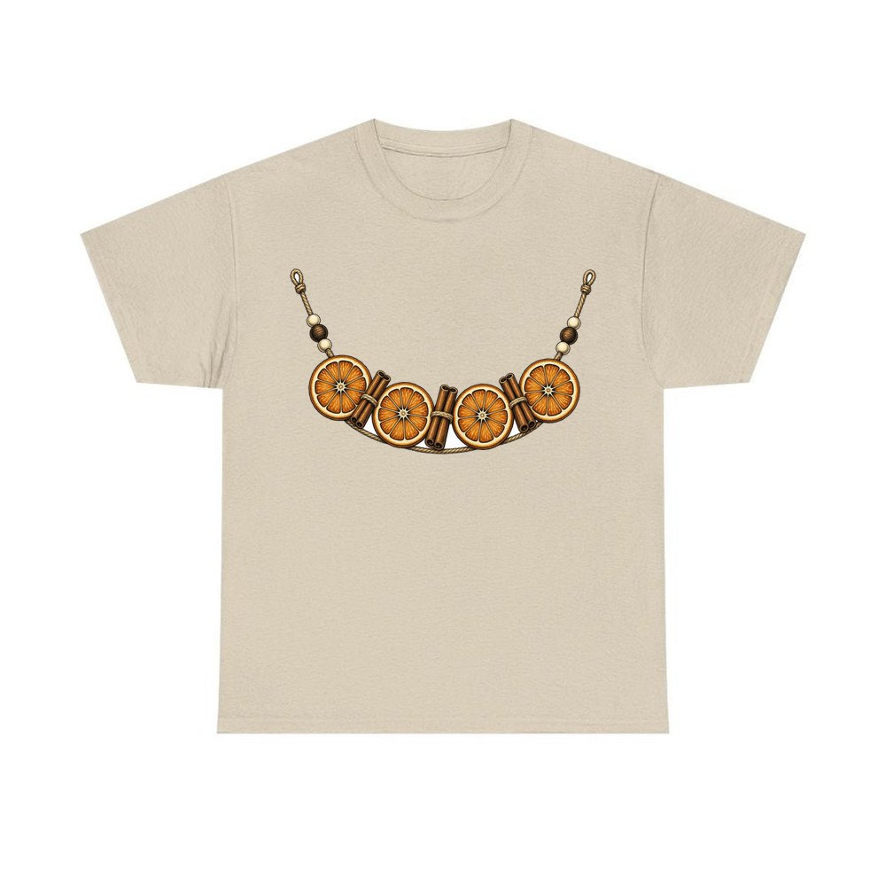 Dried Orange And Cinnamon Garland personalised Christmas T-shirt in sand