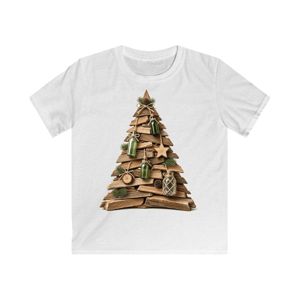 Driftwood Christmas Tree personalised kids Christmas tee in white