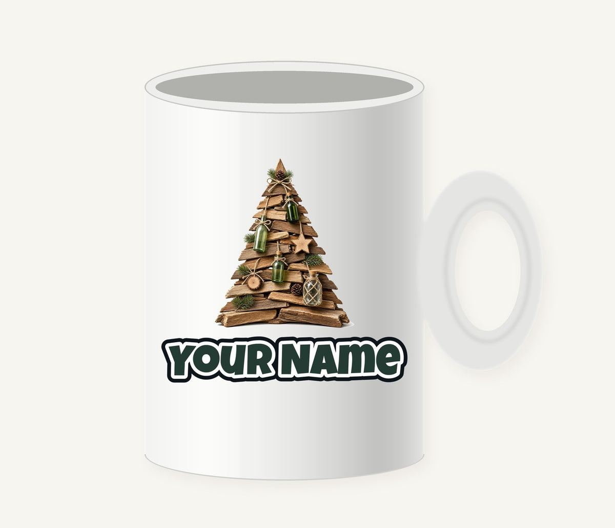 Driftwood Christmas Tree Personalised Christmas Mug