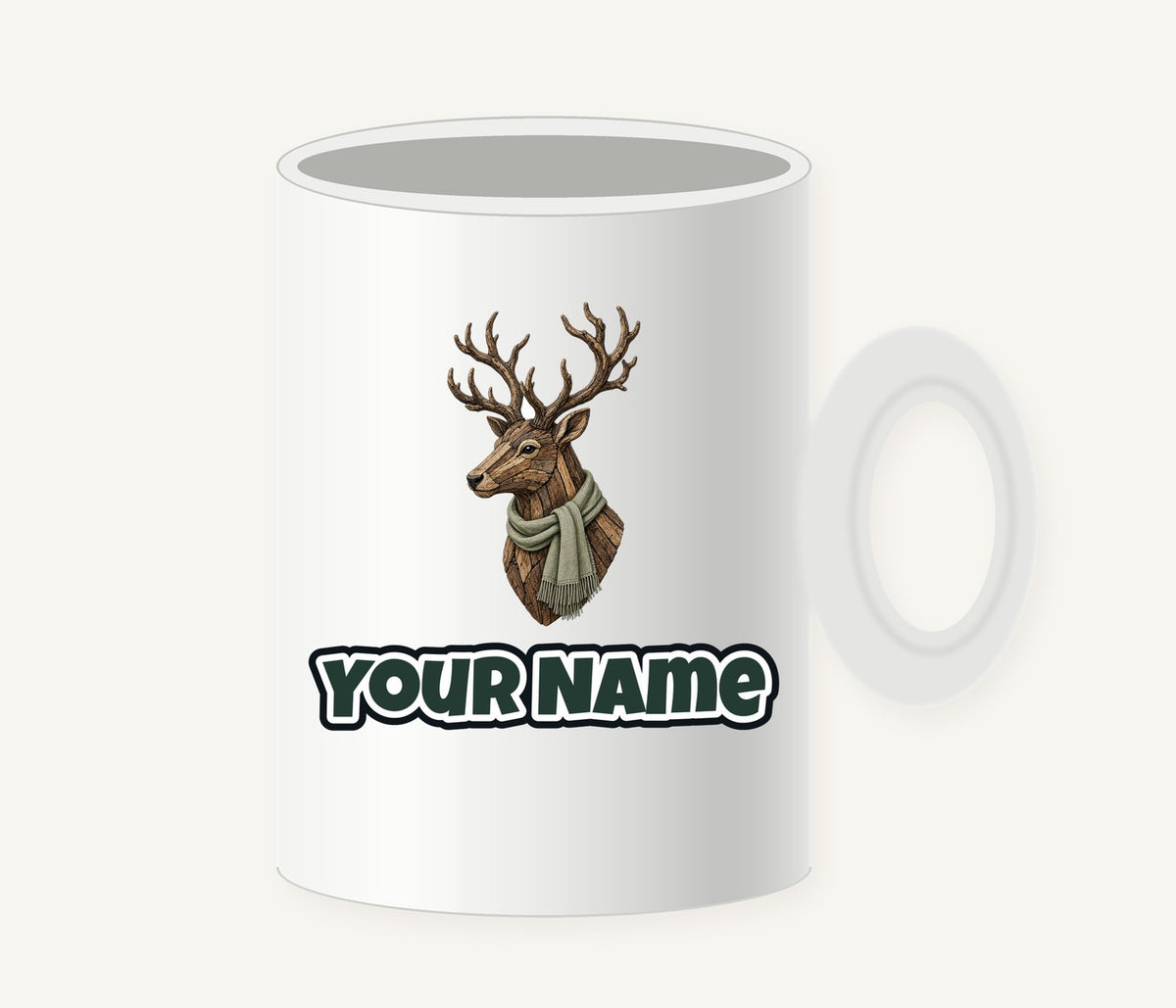Driftwood Stag Head Personalised Christmas Mug