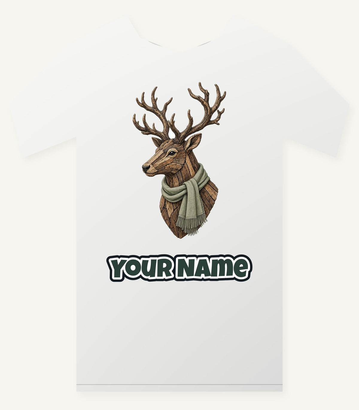 Driftwood Stag Head Personalised Christmas T-Shirt and Hoodie