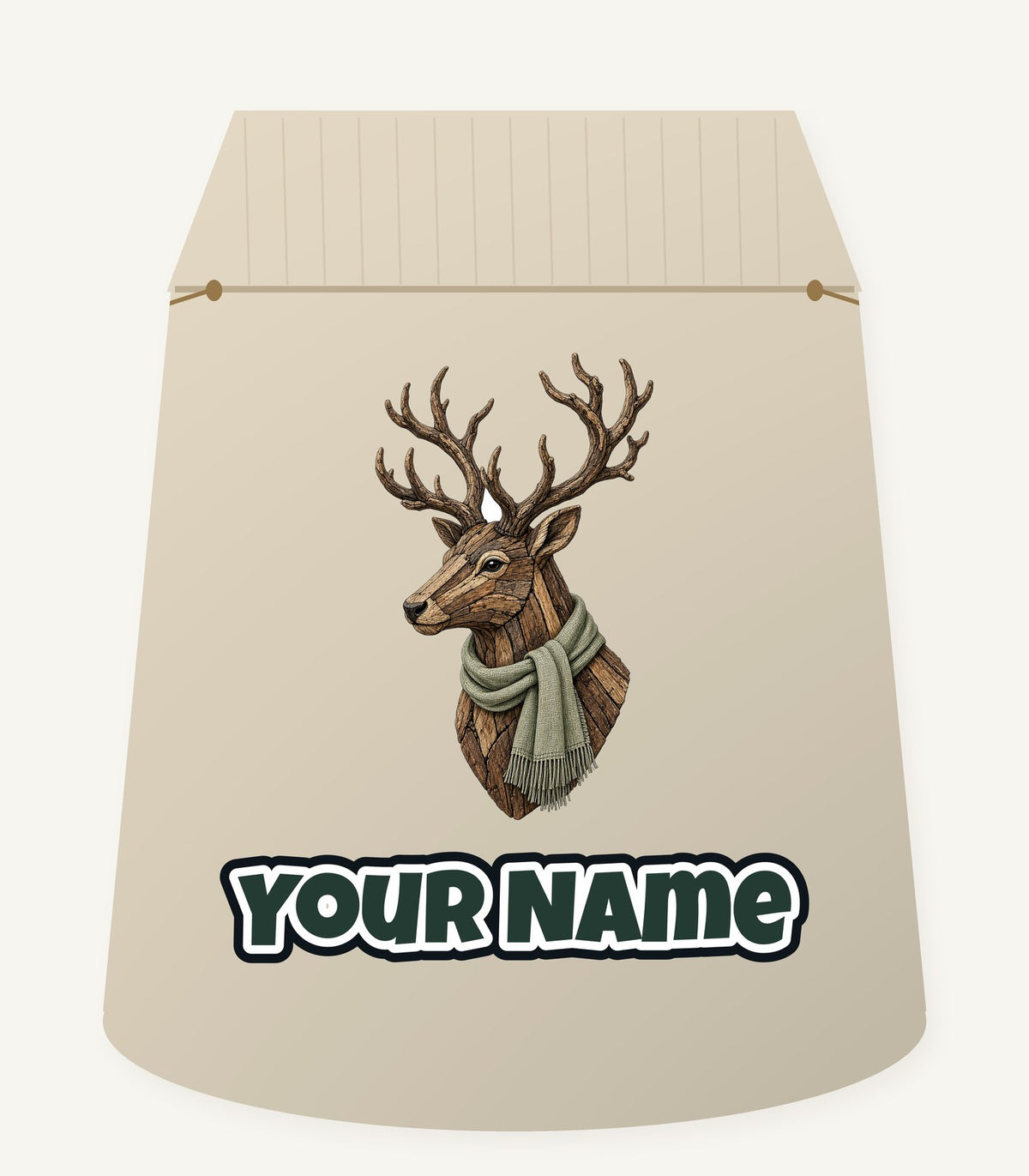 Driftwood Stag Head Personalised Santa Sack