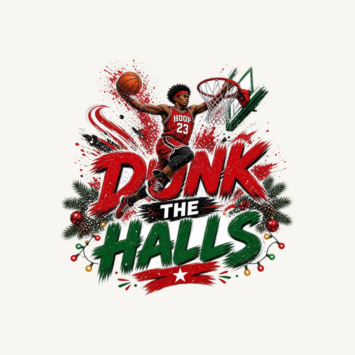 Dunk The Halls Basketball Personalised Kids Tee and Baby Bodysuit