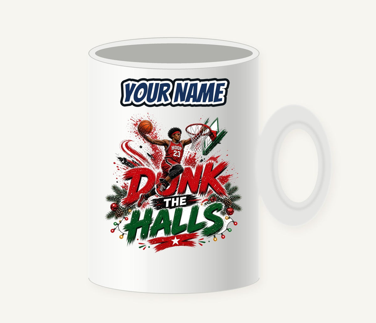 Dunk The Halls Basketball Personalised Christmas Mug