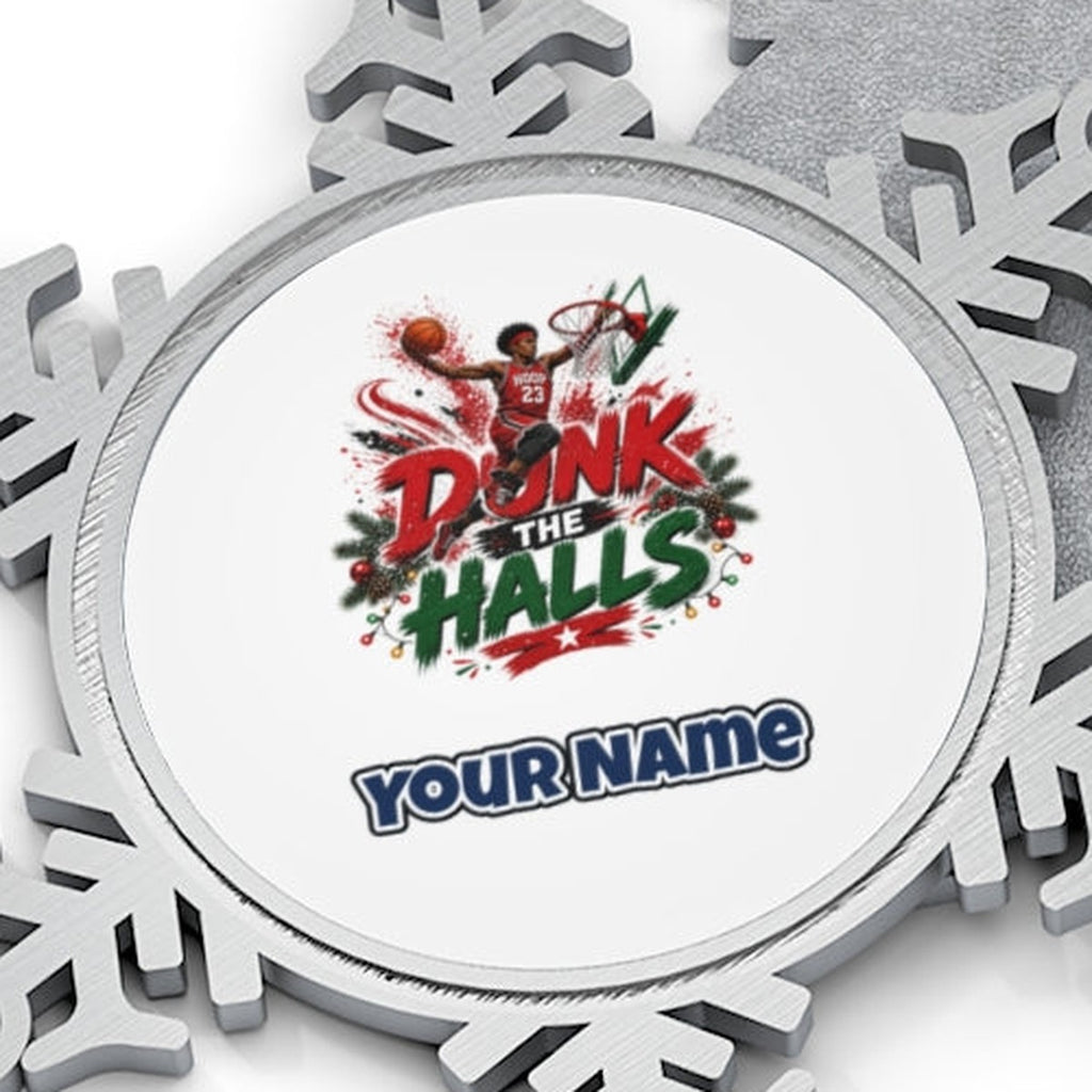 Dunk The Halls Basketball Personalised Pewter Christmas Ornament