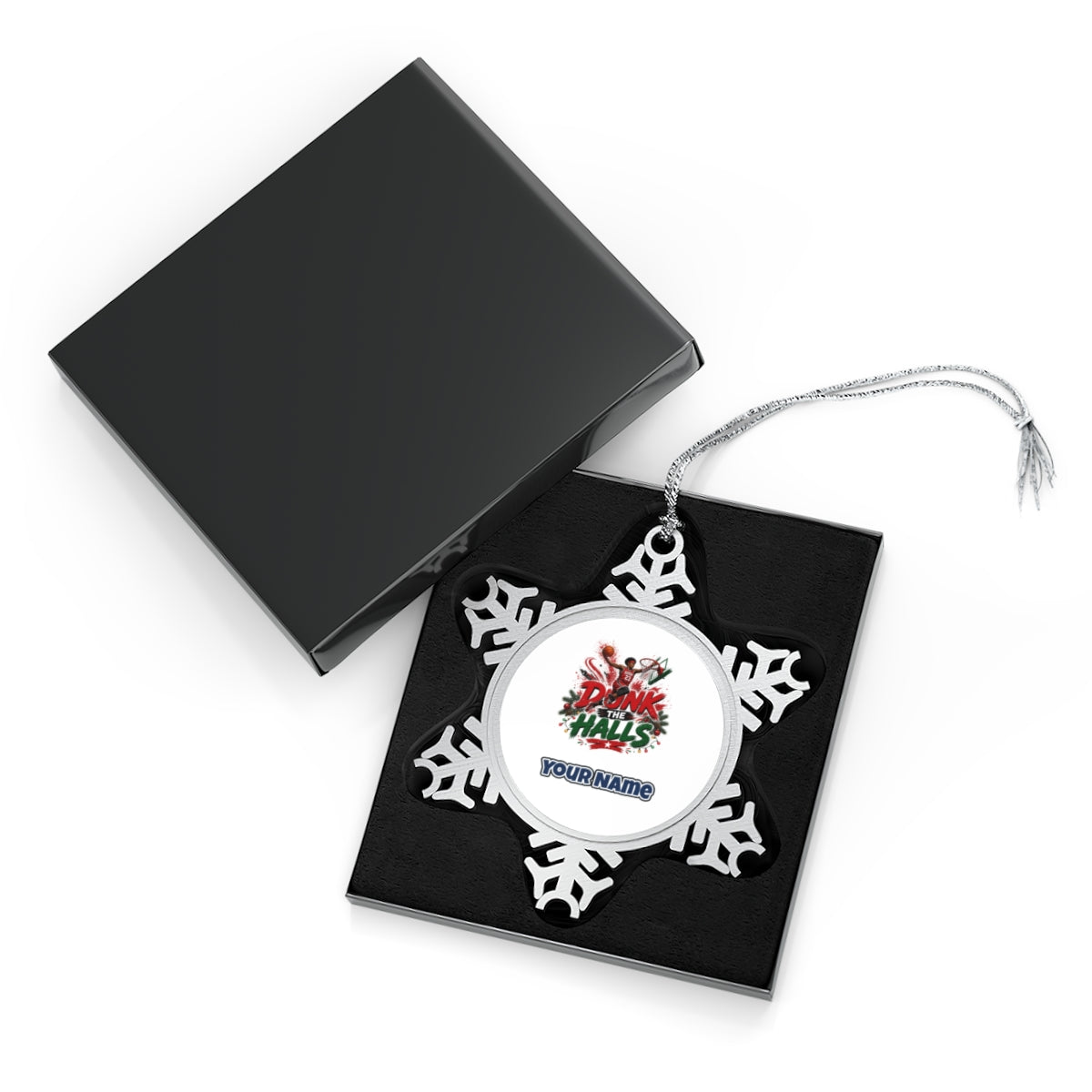 Dunk The Halls Basketball Personalised Pewter Christmas Ornament