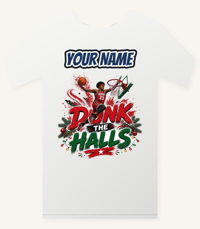 Dunk The Halls Basketball Personalised Christmas T-Shirt and Hoodie