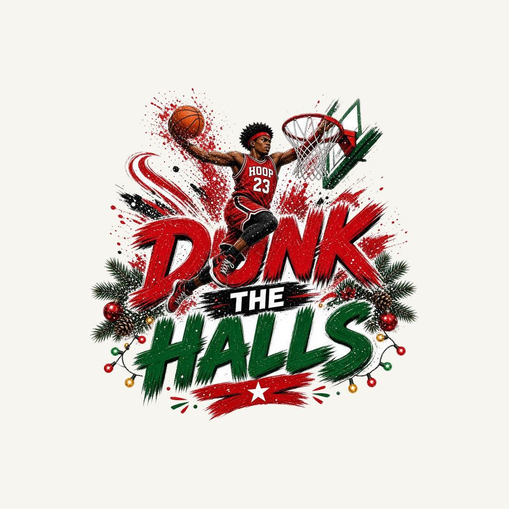 Dunk The Halls Basketball Personalised Christmas T-Shirt and Hoodie