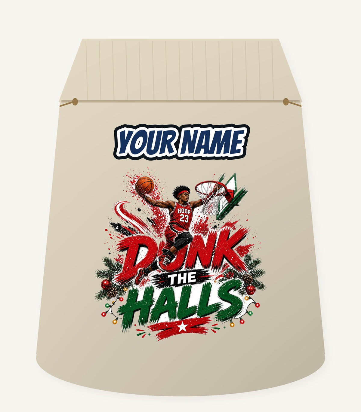 Dunk The Halls Basketball Personalised Santa Sack