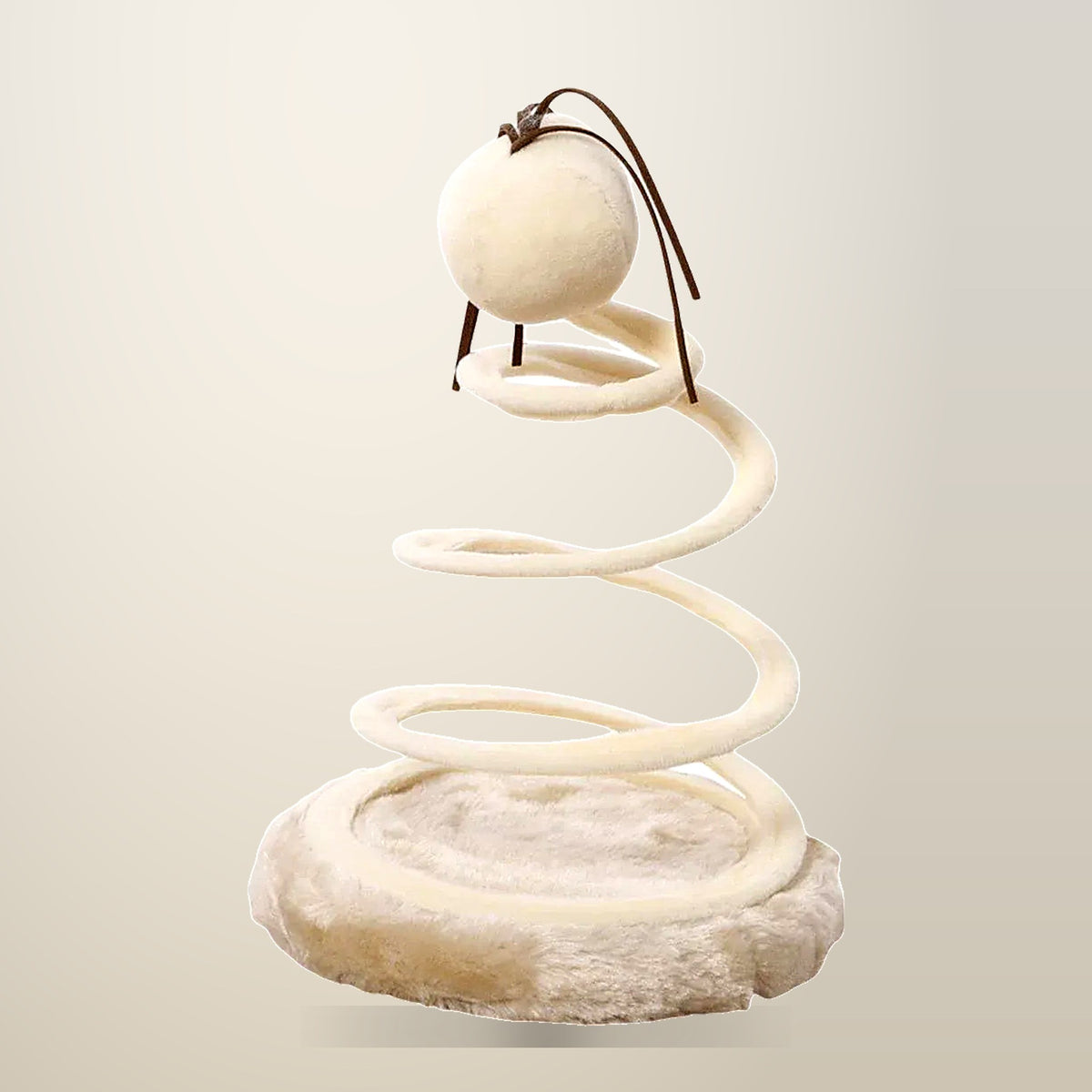Interactive Cat Scratching Board with Spiral Spring Toy, on a plain cream background