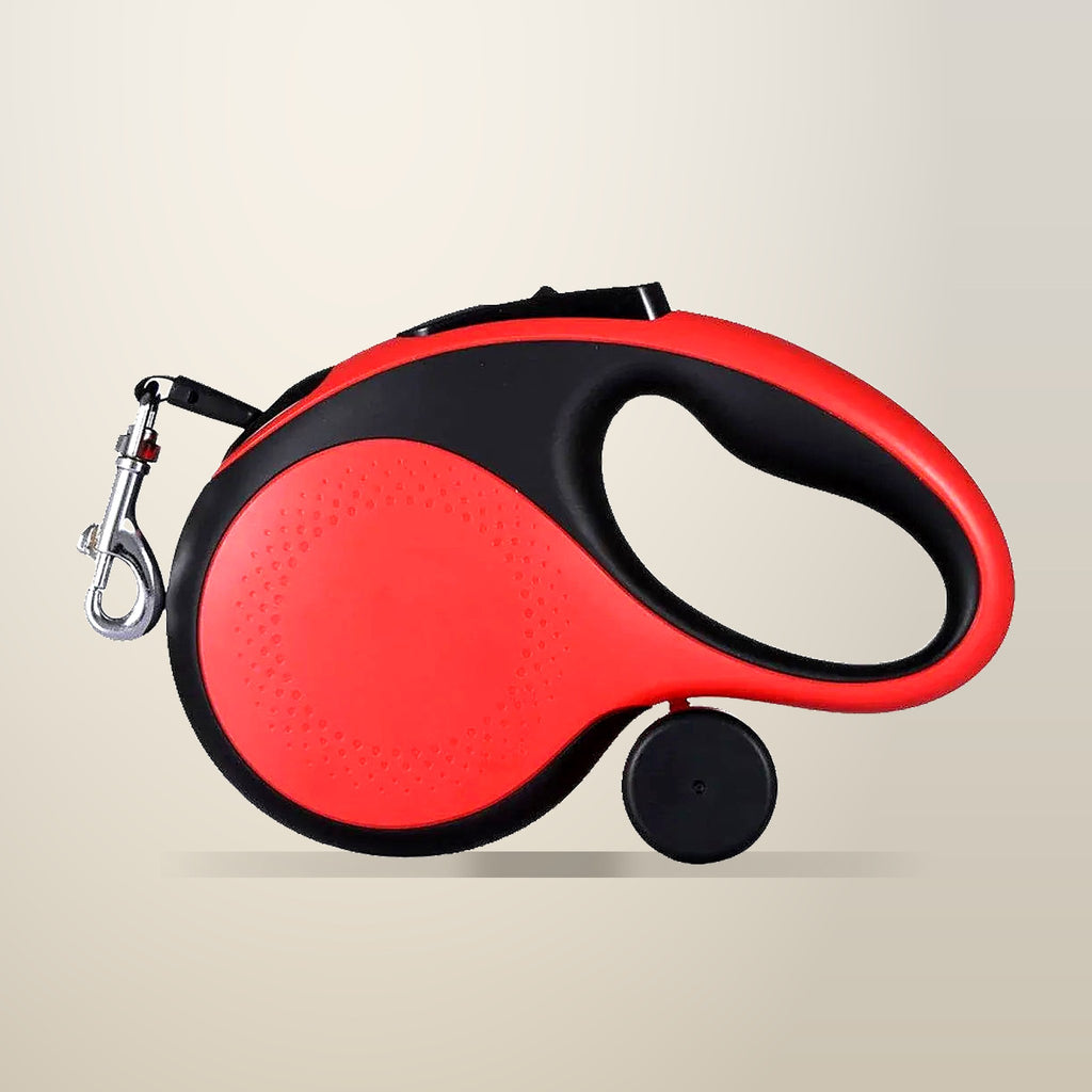 Retractable Pet Leash, Comfortable and Tangle Free, Red, on a plain cream background