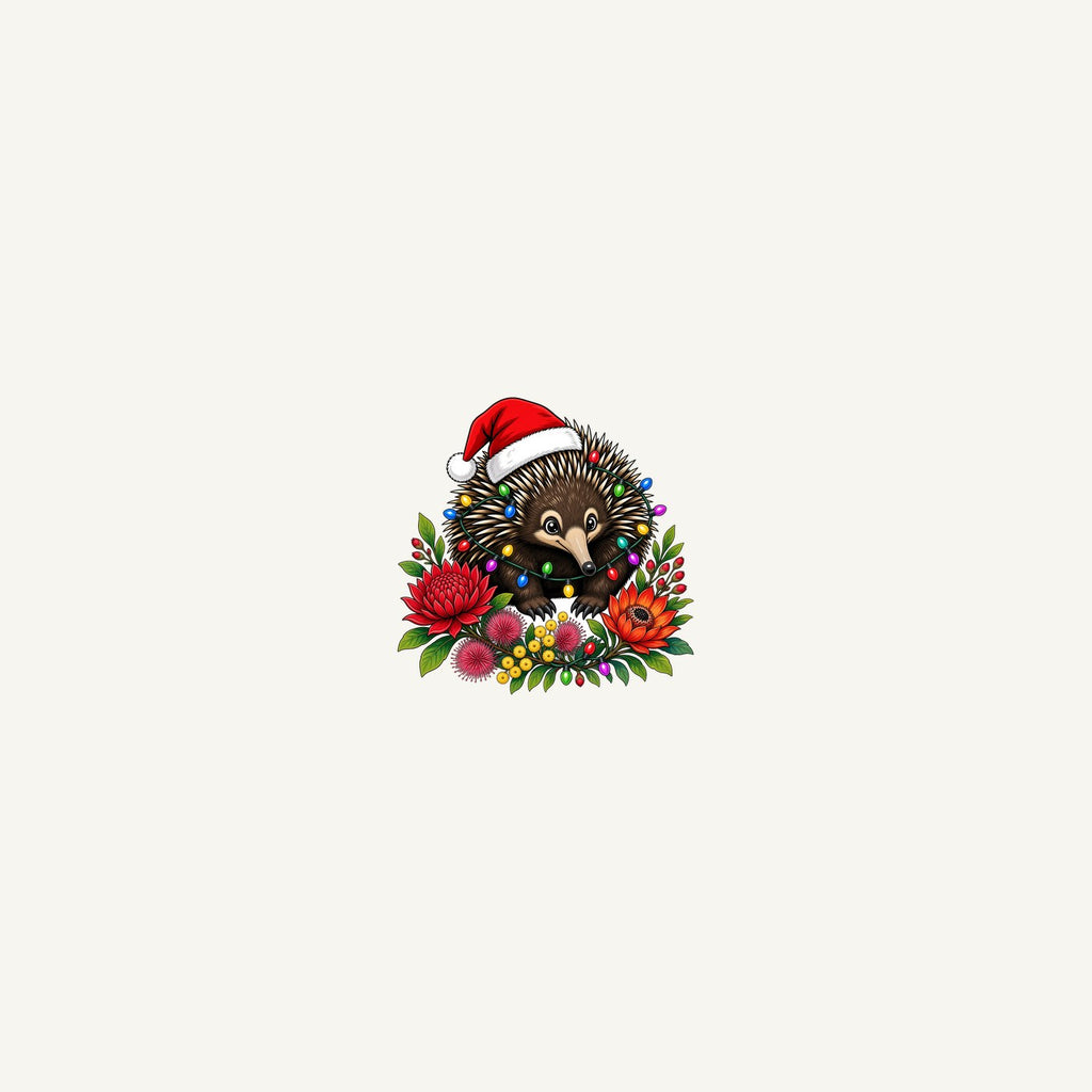 Echidna in Christmas Lights Personalised Beach Towel