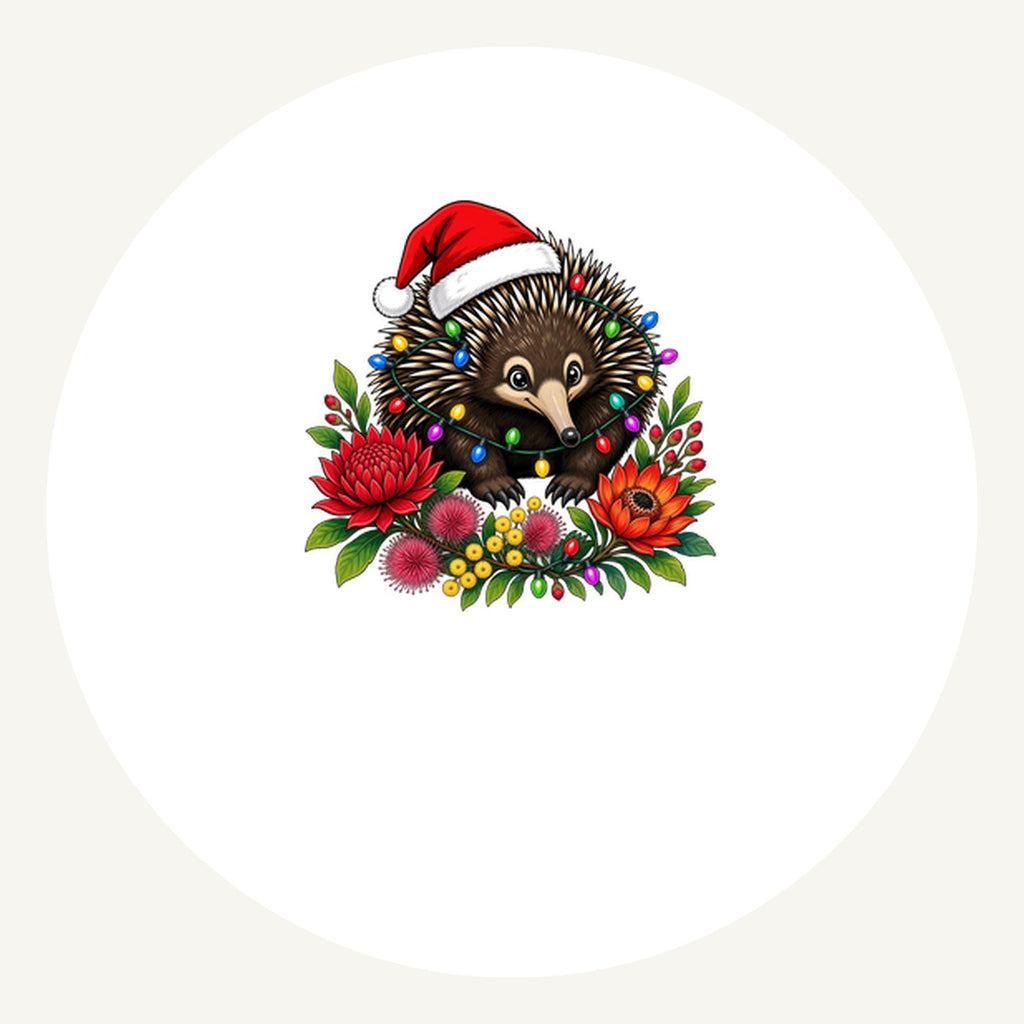 Echidna in Christmas Lights Personalised Pewter Christmas Ornament
