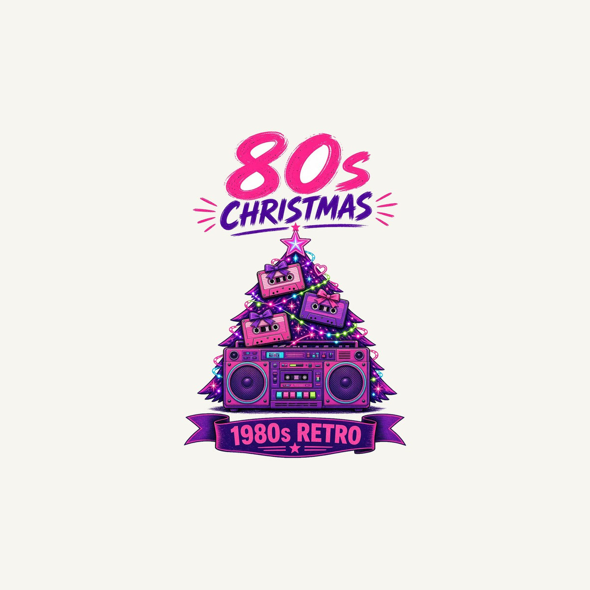 Eighties Boombox Christmas Tree Personalised Christmas Mug