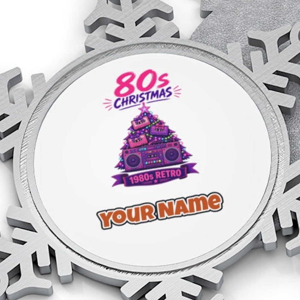 Eighties Boombox Christmas Tree Personalised Pewter Christmas Ornament
