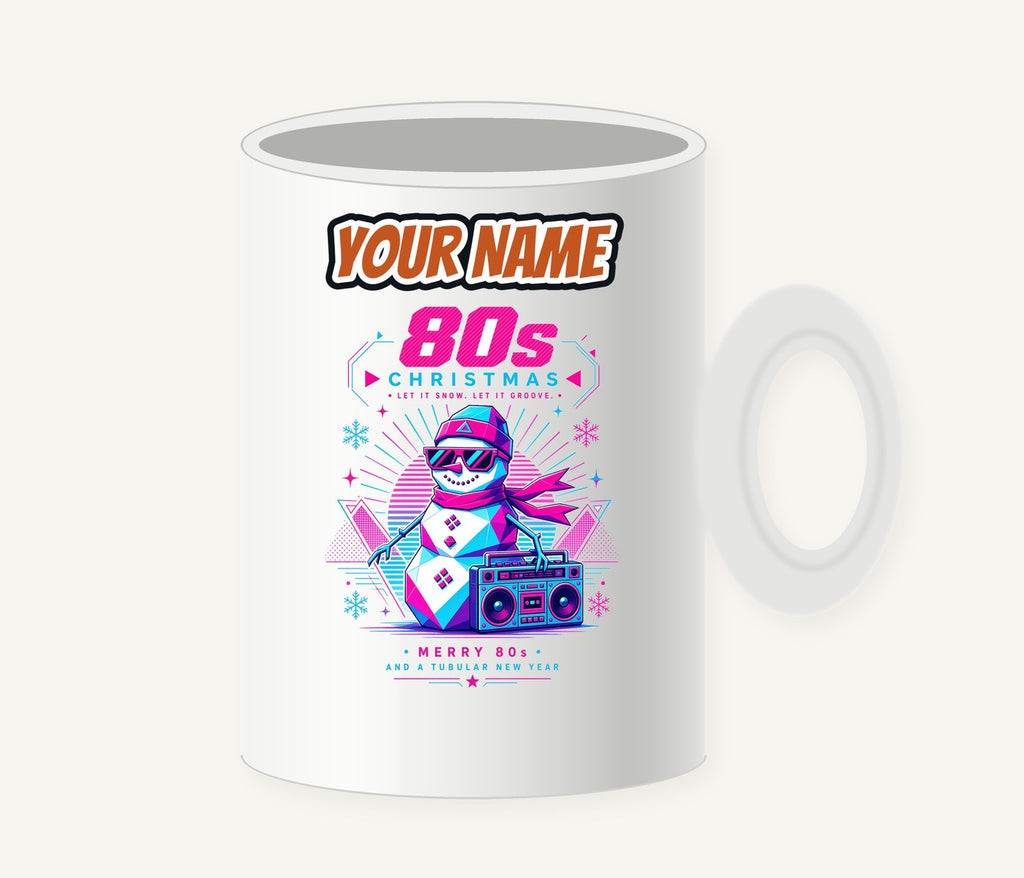 Eighties Boombox Snowman Personalised Christmas Mug