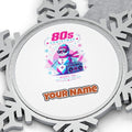 Eighties Boombox Snowman Personalised Pewter Christmas Ornament