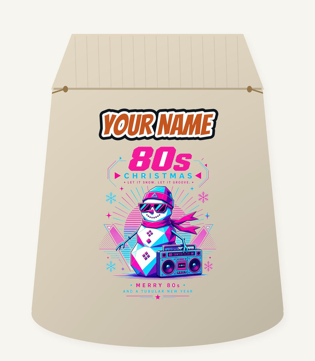 Eighties Boombox Snowman Personalised Santa Sack