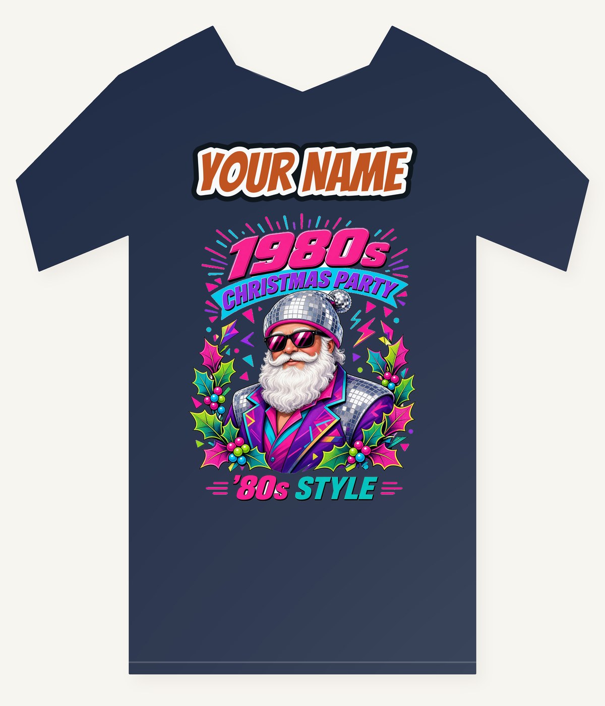 Eighties Disco Santa Personalised Kids and Baby Christmas Tee