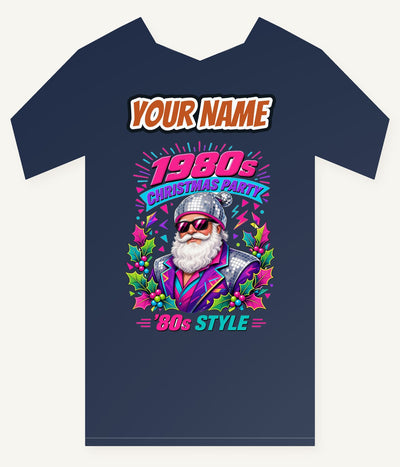 Eighties Disco Santa Personalised Kids Tee and Baby Bodysuit