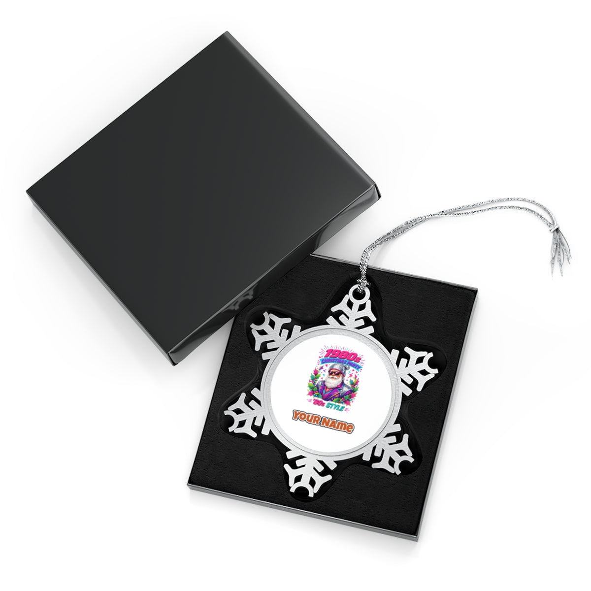 Eighties Disco Santa Personalised Pewter Christmas Ornament