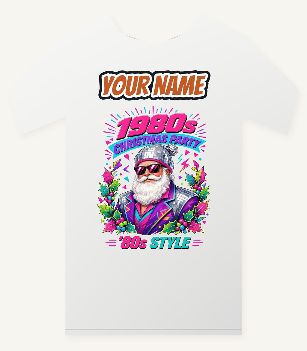 Eighties Disco Santa Personalised Christmas T-Shirt and Hoodie