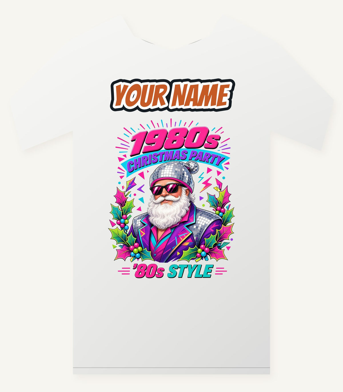 Eighties Disco Santa Personalised Christmas T-Shirt and Hoodie