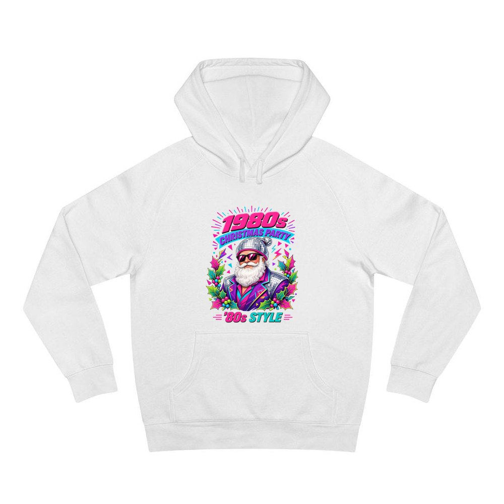 Eighties Disco Santa personalised Christmas hoodie in white