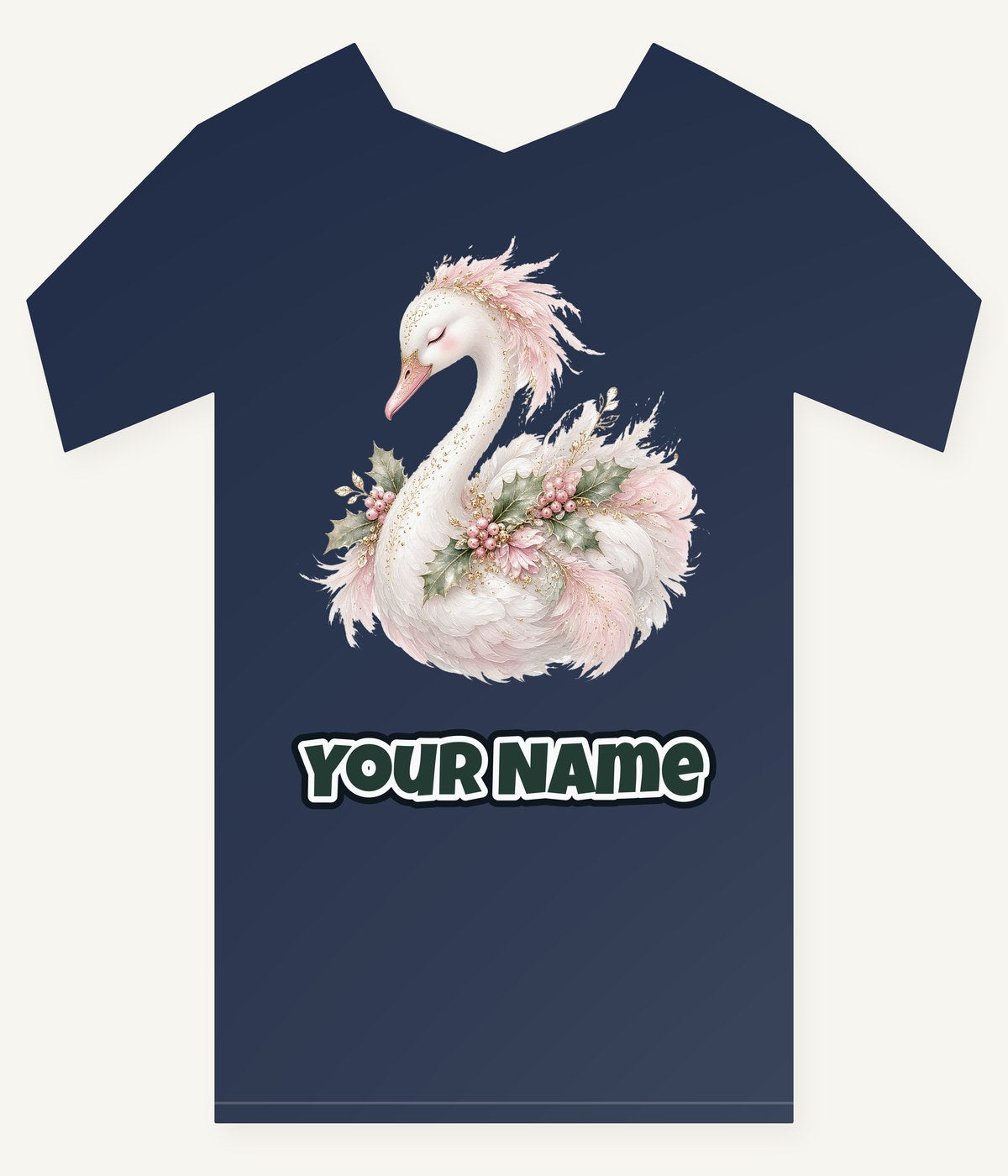 Elegant Christmas Swan Personalised Kids and Baby Christmas Tee