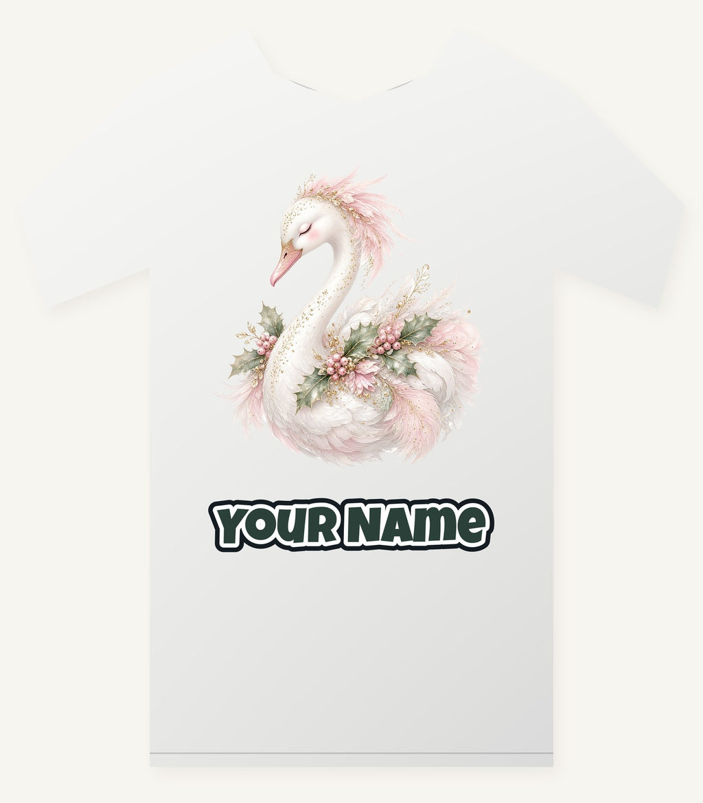 Elegant Christmas Swan Personalised Christmas T-Shirt and Hoodie
